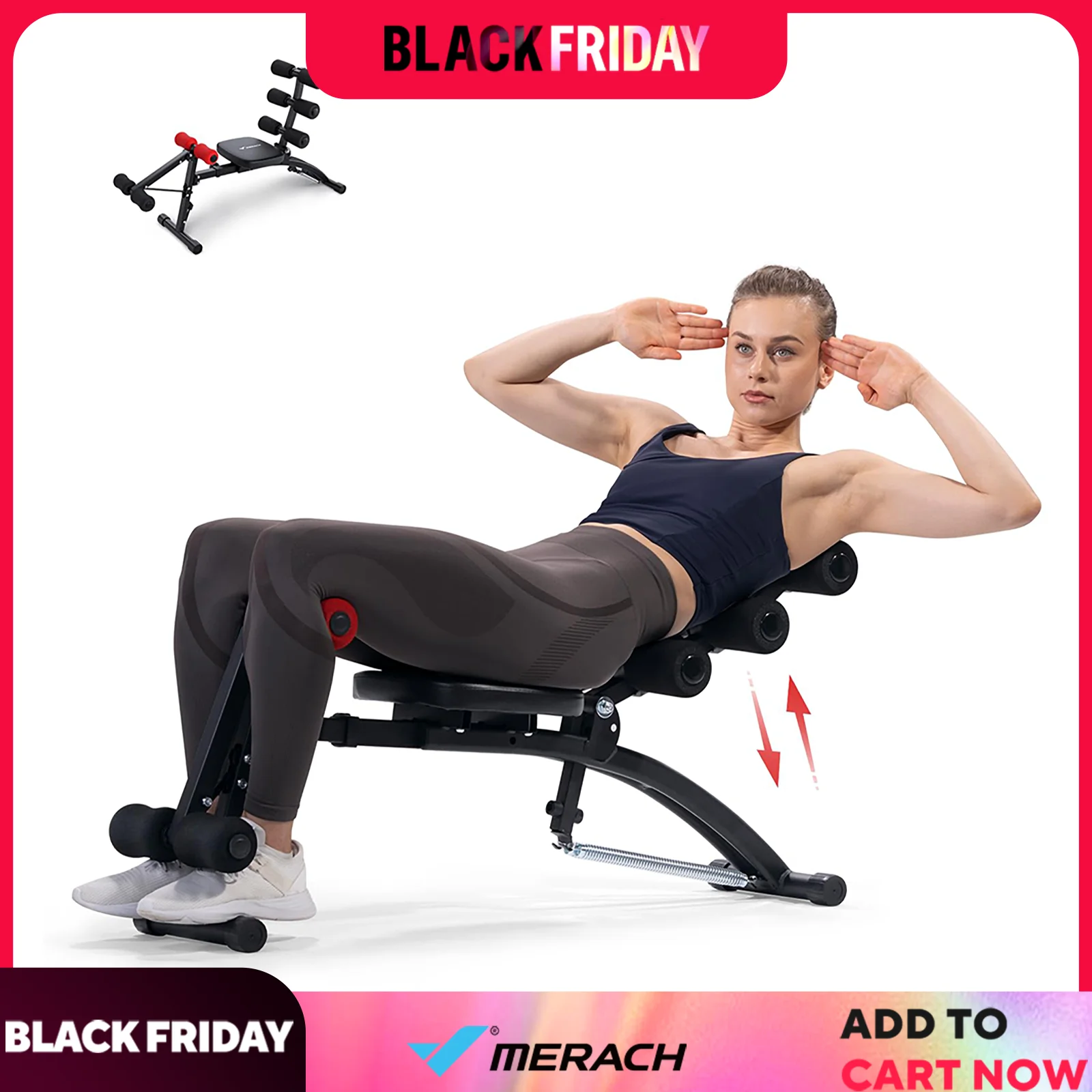 MERACH Ab Machine متعدد الوظائف قابل للتعديل Ab Trainer Workout Bench للمنزل الصالة الرياضية آلة الجلوس لكرسي تمرين البطن