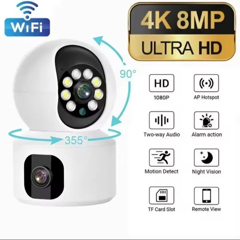 

4K 8MP HD умная домашняя камера наблюдения поддерживает AP двустороннее аудио цветная камера ночного видения Wi-Fi водонепроницаемая уличная камера