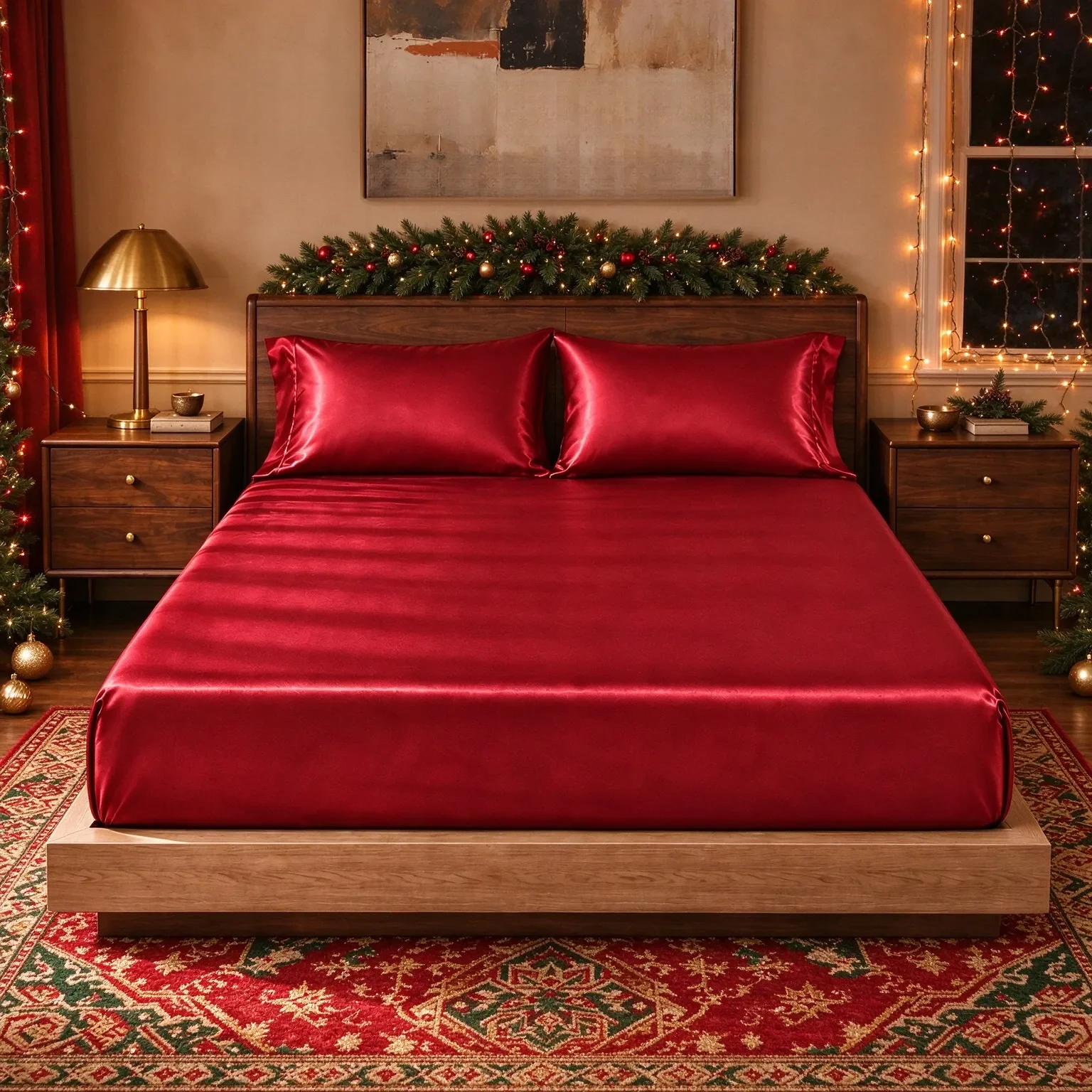 3-Piece Smooth Bedding Set, Twin Full Queen King Size, Deep Pocket Fitted Sheet & 2 Pillowcases, Soft Breathable All Season Bed Linens for Bedroom Decoration