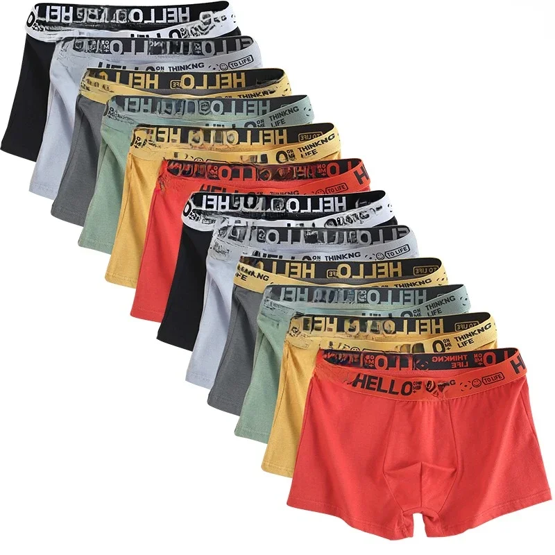 6 peças roupa interior dos homens cuecas de algodão masculino puro calcinha shorts respirável boxer