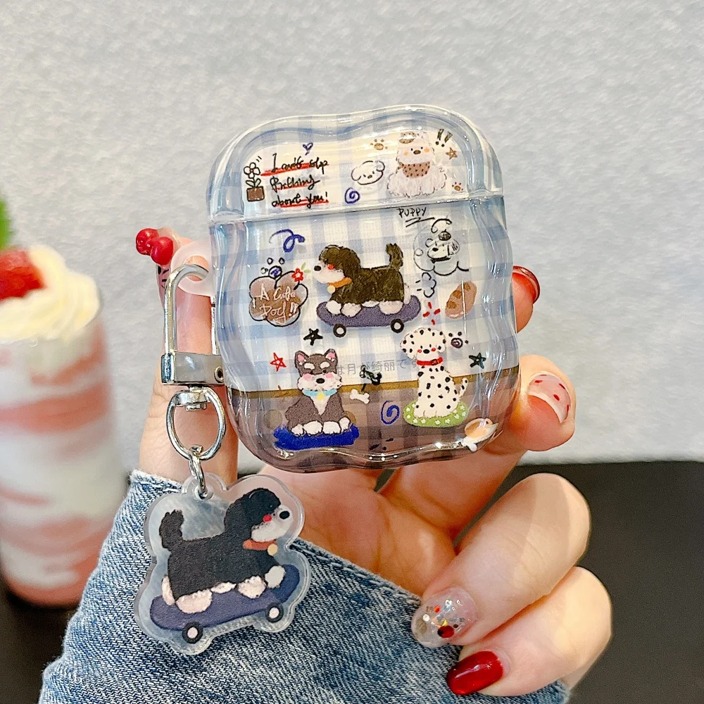 

Autumn and winter cute plaid puppy earphone protective case, suitable for AirPods 4/3/2 Pro/2/4, shockproof protective case