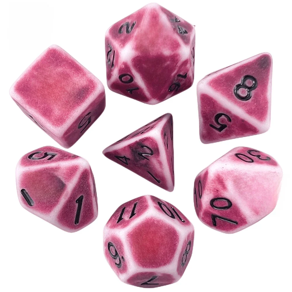 Jeu de dés unique Cool Retro Effprotected 7 pièces/ensemble polyédrique TRaf Chrdgame jeux pour opaque D4-D20 multi-côtés dés pour jeu de société