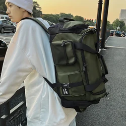 Large Capacity Men's Military Style Backpack and Duffel Bag Multifunctional Outdoor Travel Bag with Shoulder Straps for Camping