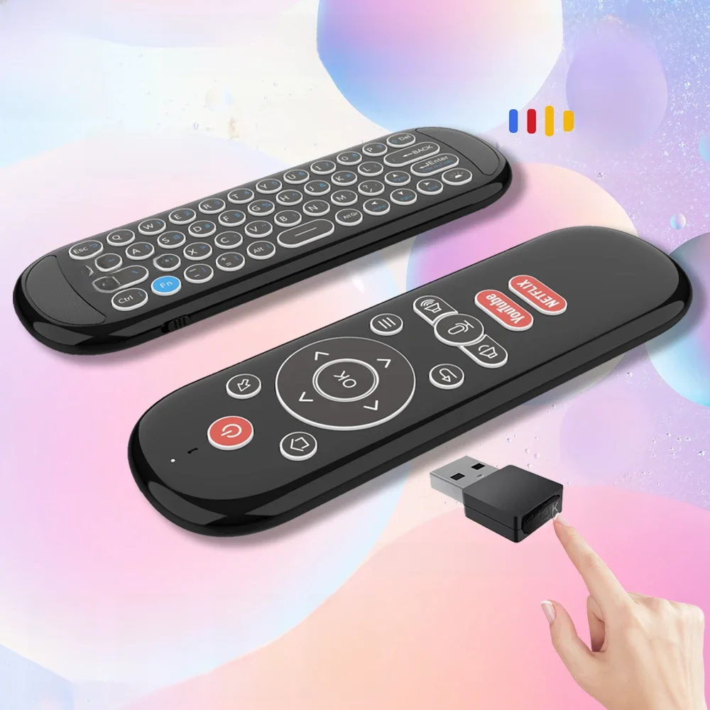 W1 PLUS Air Mouse Remote Control 2.4G RF Wireless Mini Keyboard Smart Gyroscope Keyboard Sense Anti-loss IR for  Android TV Box