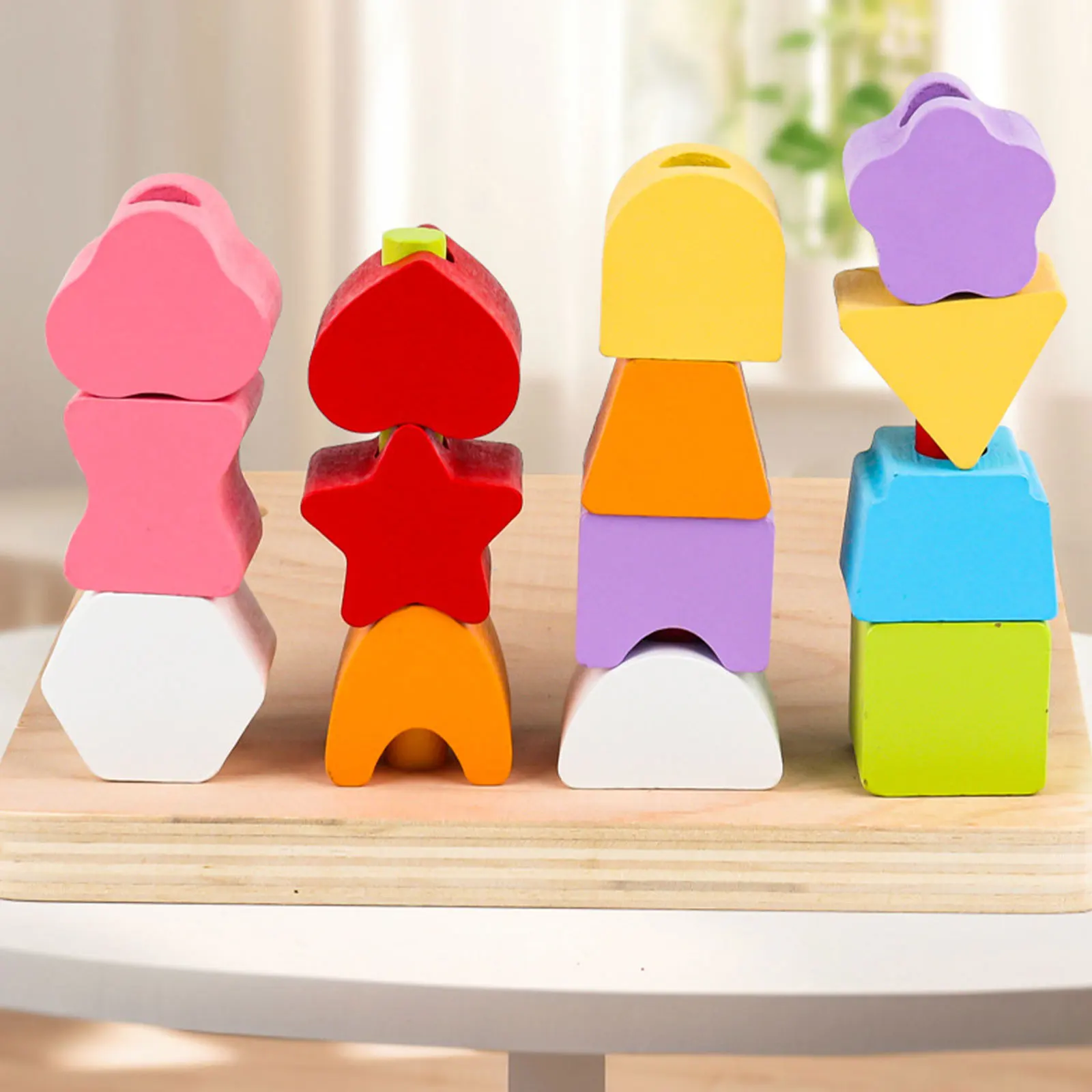 Houten kleurmatching sorteer- en stapelspeelgoed - Handoogcoördinatie Stapelspel Puzzels Verjaardagscadeauspeelgoed voor kinderen