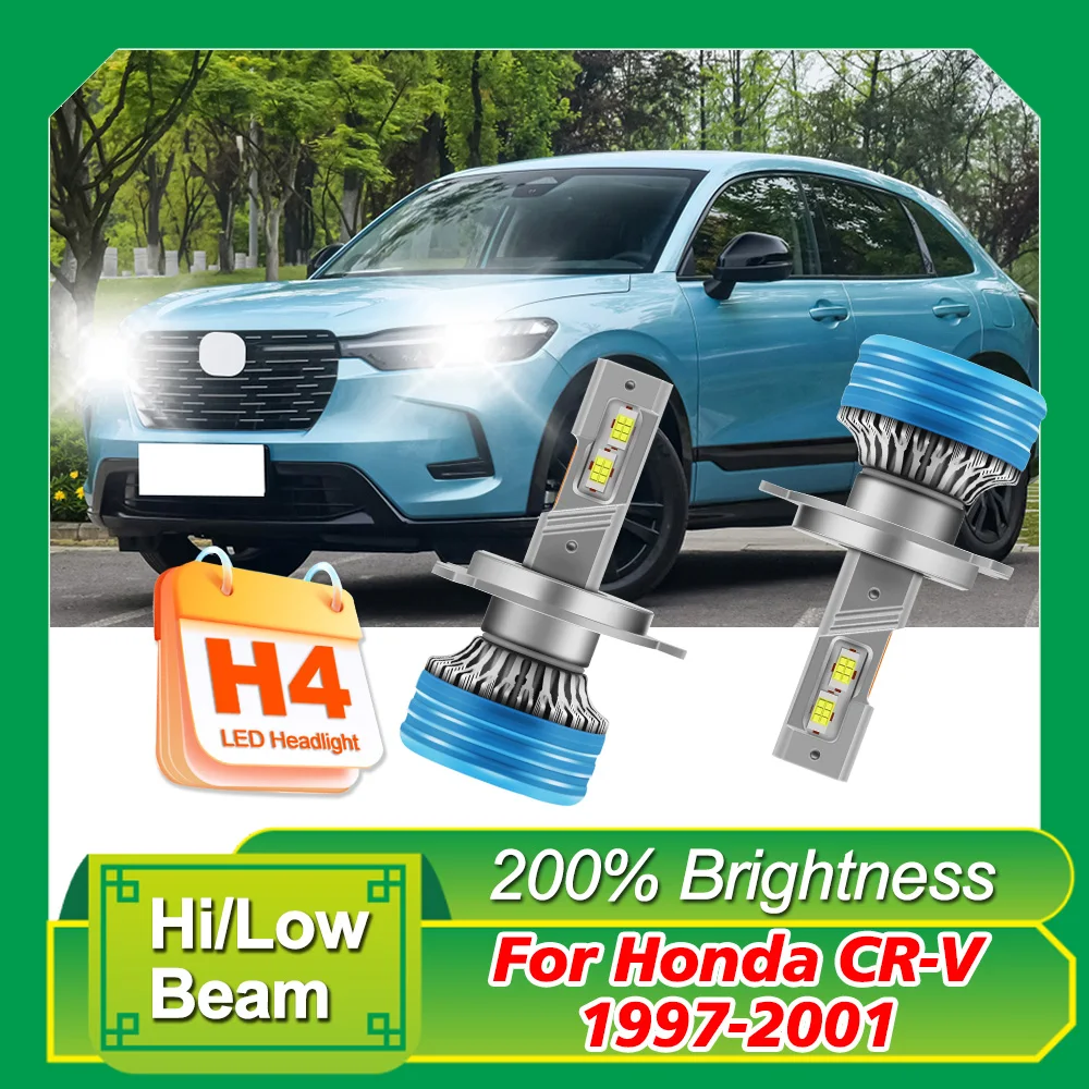 

H4 High/ Low Beam LED Headlamp Bulb 20000LM Single Copper Tube Durable Bulbs 6000k External Drive For Honda CR-V 1997-2001