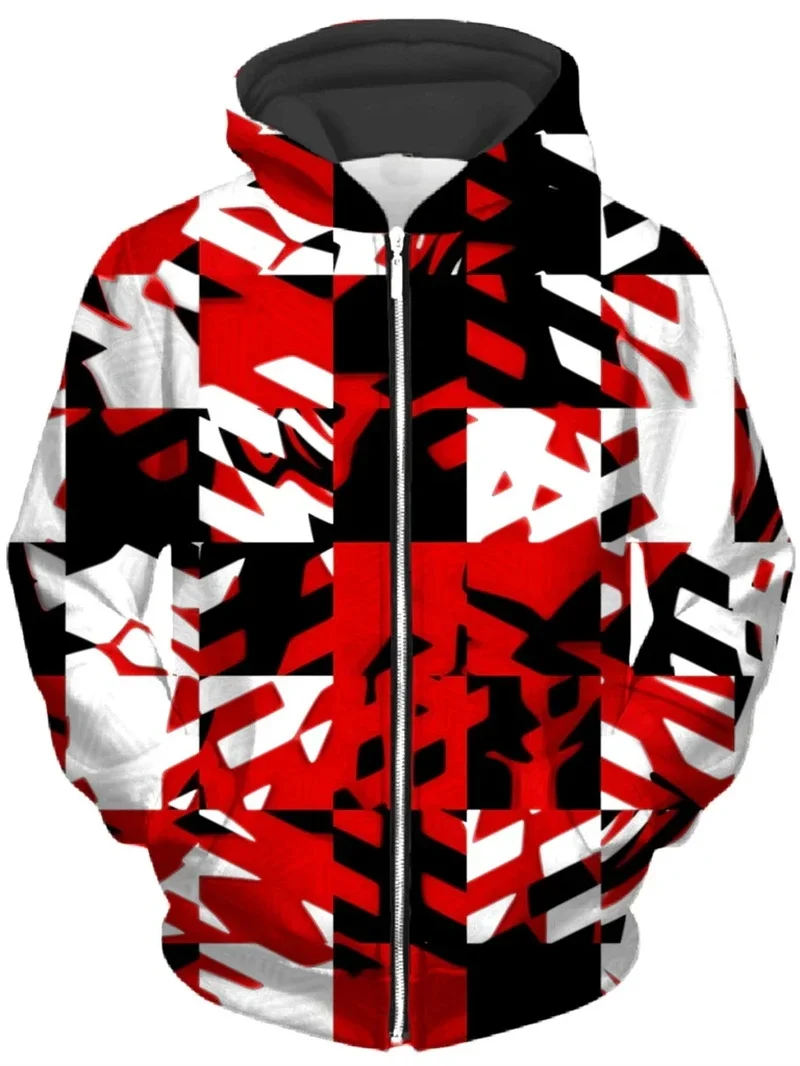 Kolorowa bluza z kapturem z grafiką Tie-dye Mężczyźni Pop Bluzy z nadrukiem 3D Męski płaszcz codzienny Y2K Plus Size Płaszcz sportowy z zamkiem błyskawicznym — zdjęcie 2