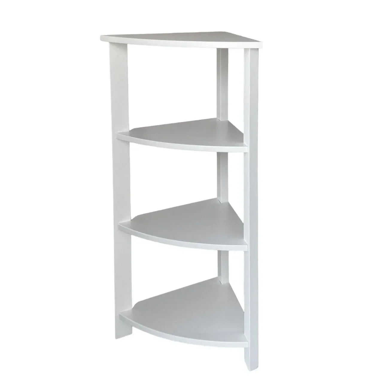 Mueble Estantería de Rinconera Esquinera de 4 Estantes de Madera de Pino Cor Natural Branco Nieve