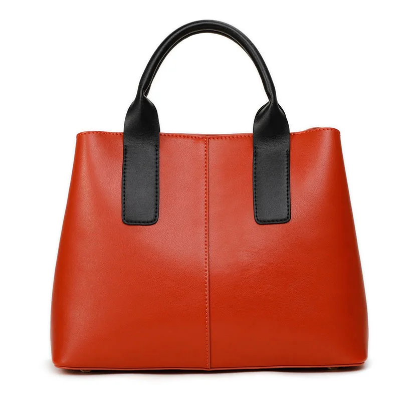 Women's Authentic High Quality Cowhide Handbag with Colorblock Design for Aesthetic Bag