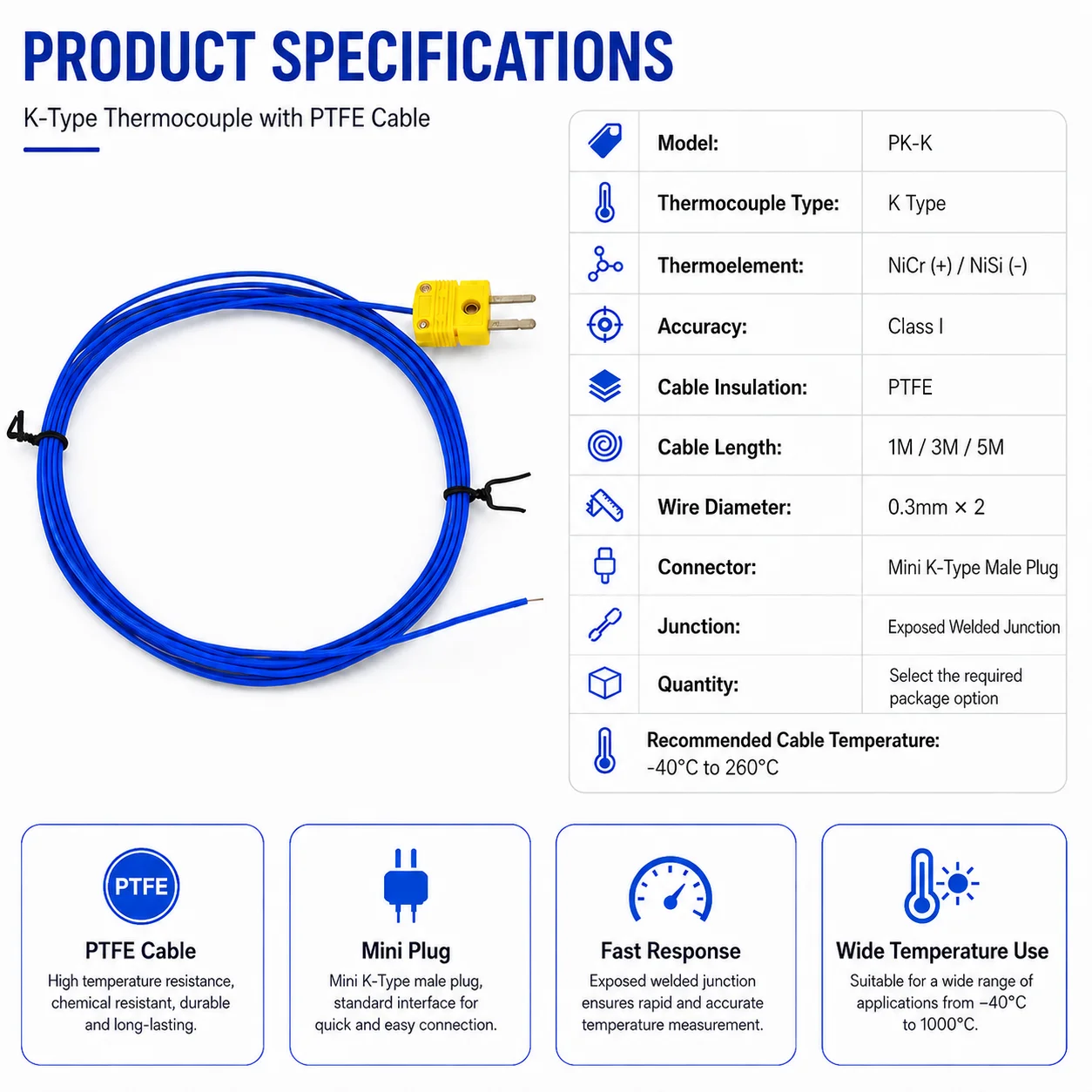 Термопара типа K с проводом в  – обзор и цена Soldering Iron Temperature Probe