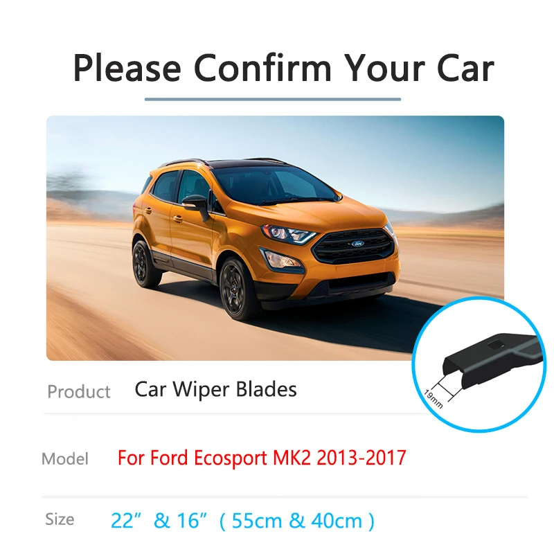 For Ford Ecosport BK MK2 II 2013 2014 2015 2016 2017 Front Window Wiper Blades Windshield Windscreen 22\