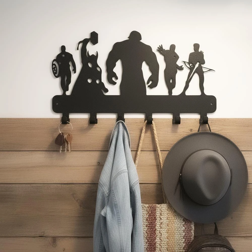 

Unique Metal Key Hangers Coat Hooks, hero Character Wall Hooks, Entryway Storage Rack, Character Wall Hooks, Unique Home Decor