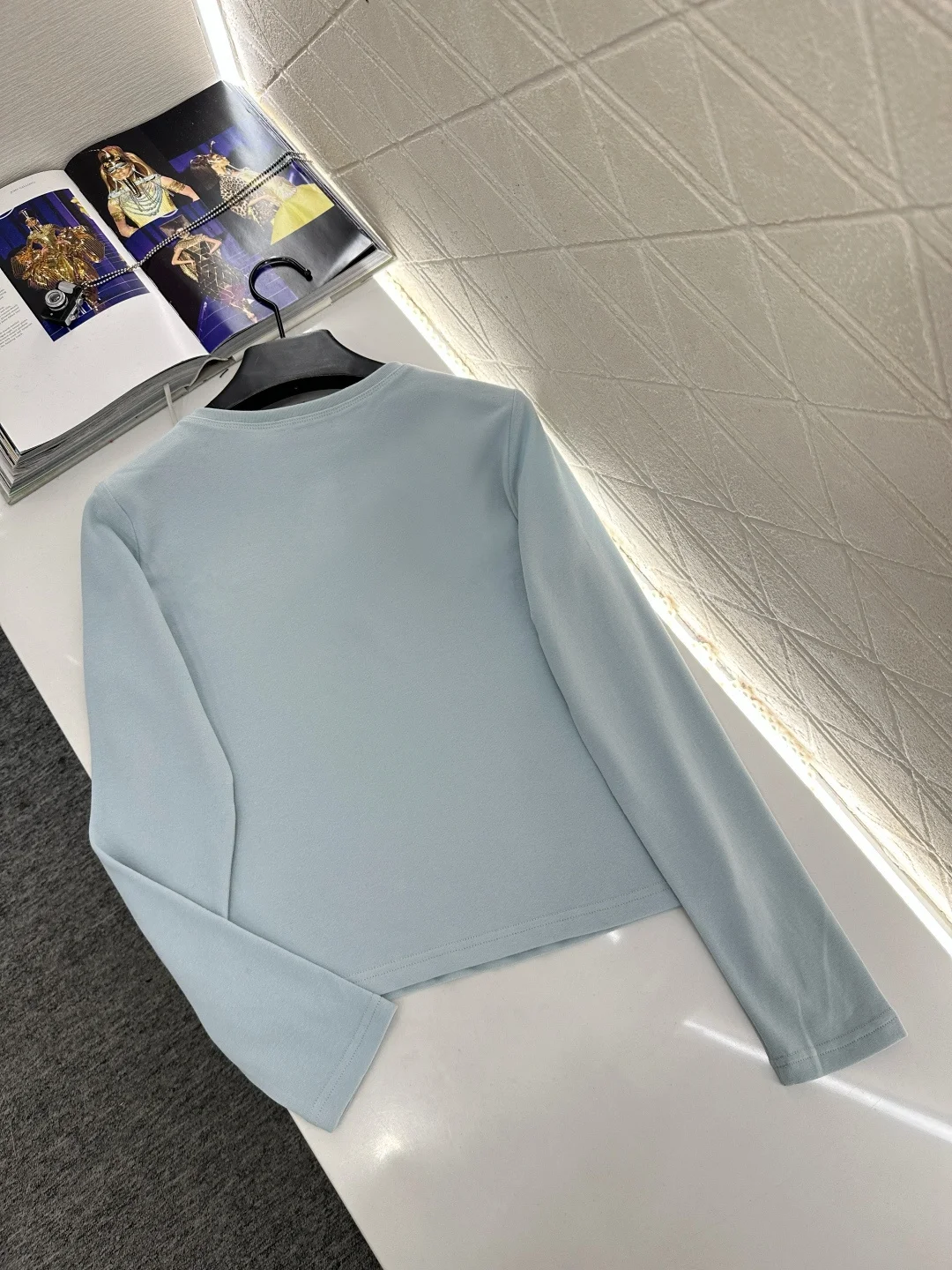 

2025 Fashion Twill Cotton Stretch Solid Color Half-Buttoned Top, Slimming Women's Round Neck Long-Sleeved T-shirt