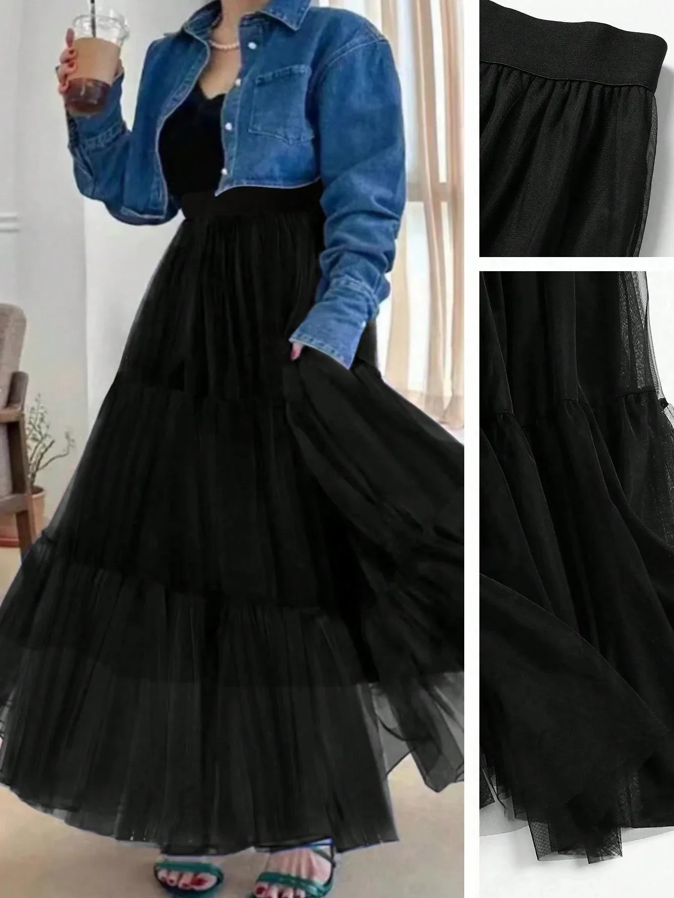 

2025 Plus Size Fashion Selection! Black Simple Drawstring Three - Quarter - Length Pants (Plus Size). High-Waisted Design for
