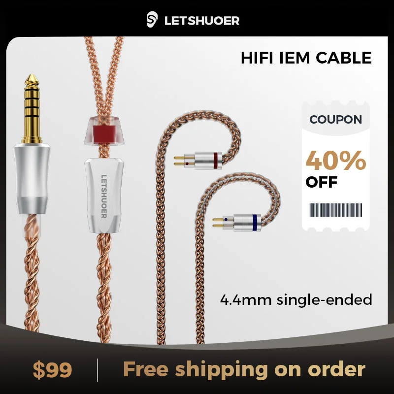 LETSHUOER Nebula 6 Cores 6N Monocrystalline Copper IEM cable HiFi Audio Replacement Cable Wired Upgraded Earphones Cable 3.5/4.4