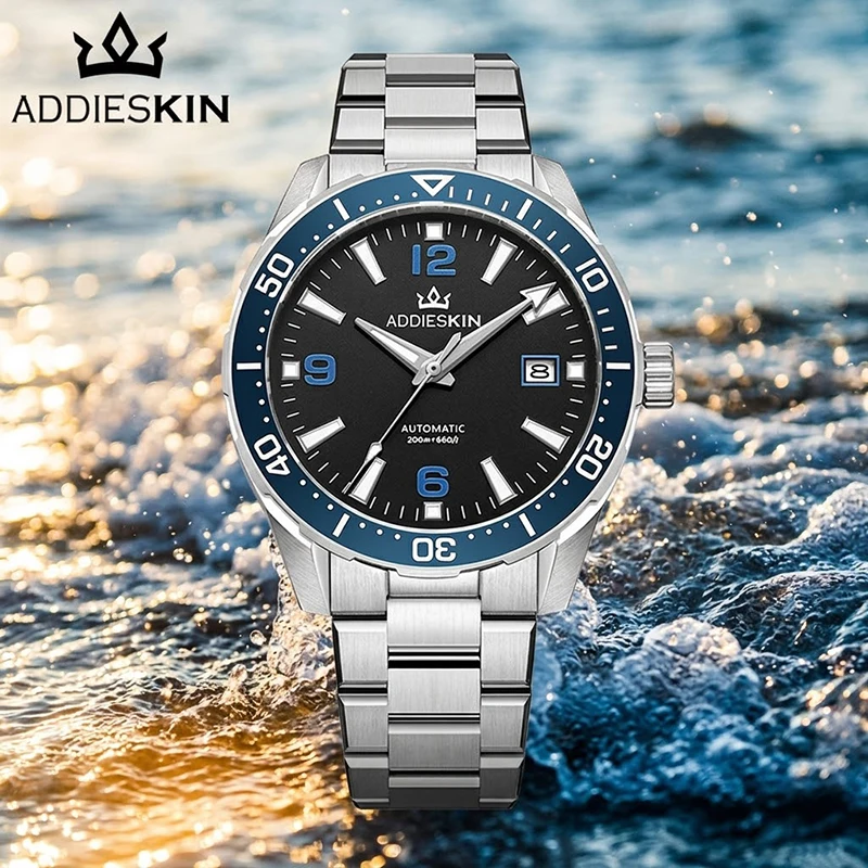 

ADDIESKIN K009 Diver Watch Men‘s Automatic 200m Waterproof Ceramic Bezel Outdoor Sports Mechanical Wristwatch Miyota 9015 Date
