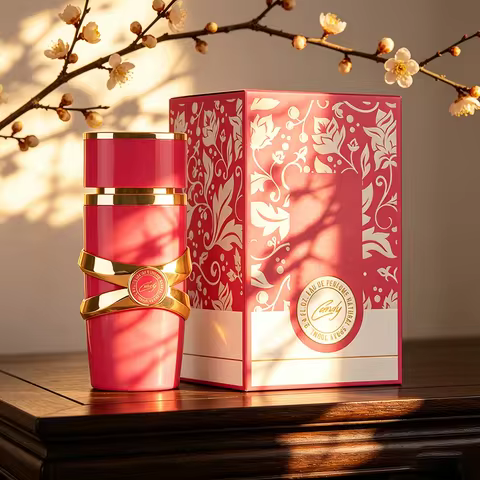 30ml Perfume Feminino Rosa e Dourado, Fragância Floral Frutal Duradoura, Frasco Luxuoso com Caixa Decorada, Presente Elegante