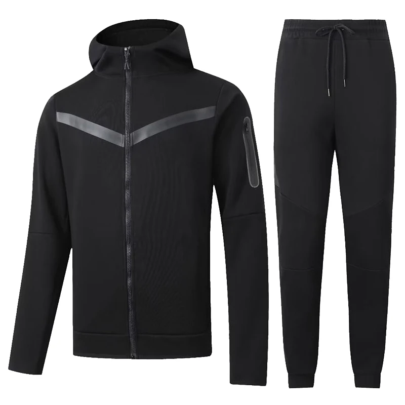 Men Sports Two Piece Outfit Full Zip Tracksuit 24-25 Winter Spring Tracksuit Hoodie Trouser MMA Gym Boxing Running Jogging Set