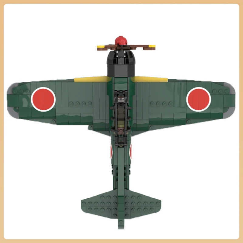 WW II Japan Navy A6M Zero Fighter MOC Building Block  Military Weapon Long-range Carrier-Based Aircraft Model Bricks Toys