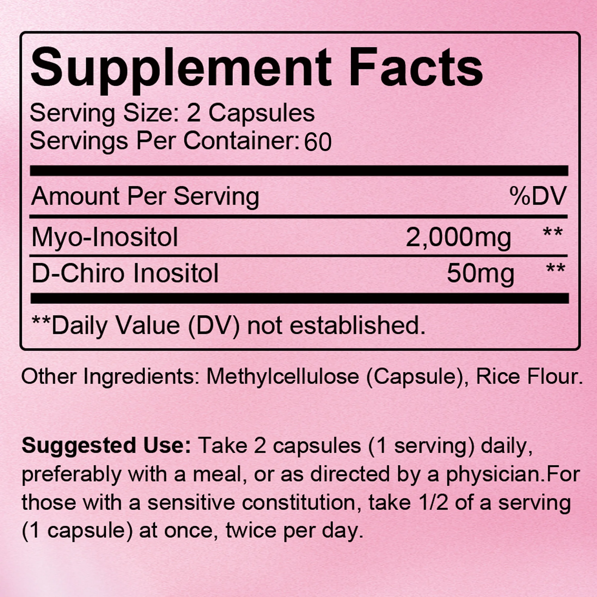 Myo & D-Chiro Inositol Capsules - Supports Ovarian Function,Hormone Balance,Fertility Supplements for Women - 120 Capsules