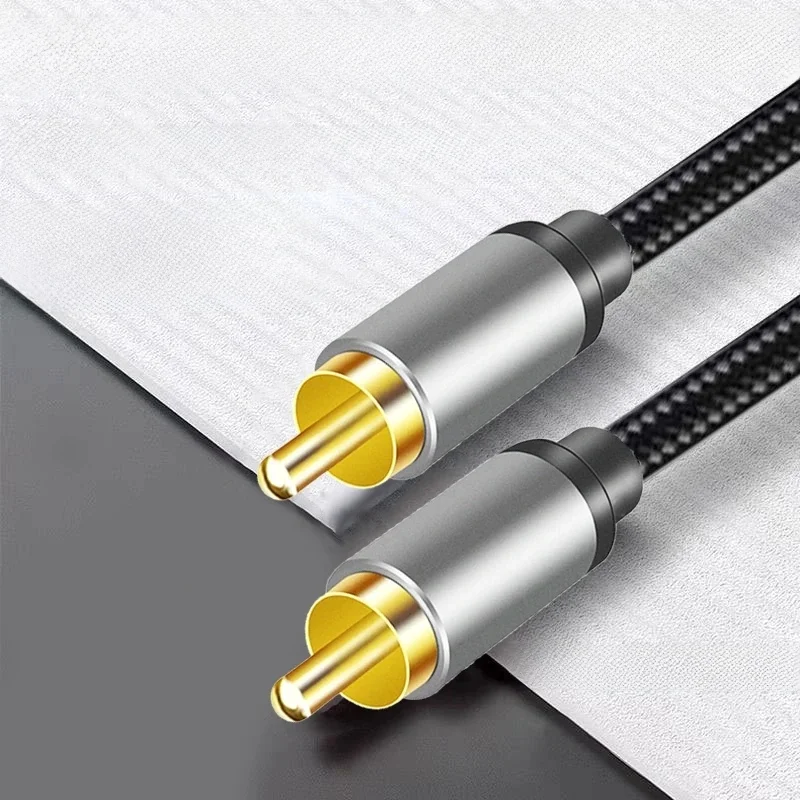 Câble Audio Coaxial numérique S/PDIF RCA mâle vers RCA mâle, cordon plaqué or et tressé pour Home cinéma, amplificateur de caisson de basses HDTV