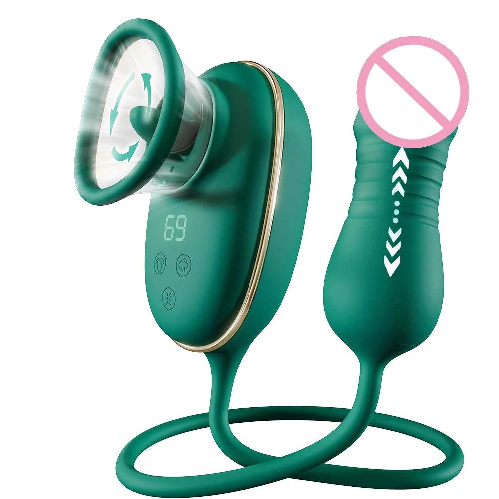Adult Sex Toy 3-in-1 Licking Vibrator 3 Suction Modes Clitoral Stimulation Extendable Thrusting Masturbator Suitable Women 18+