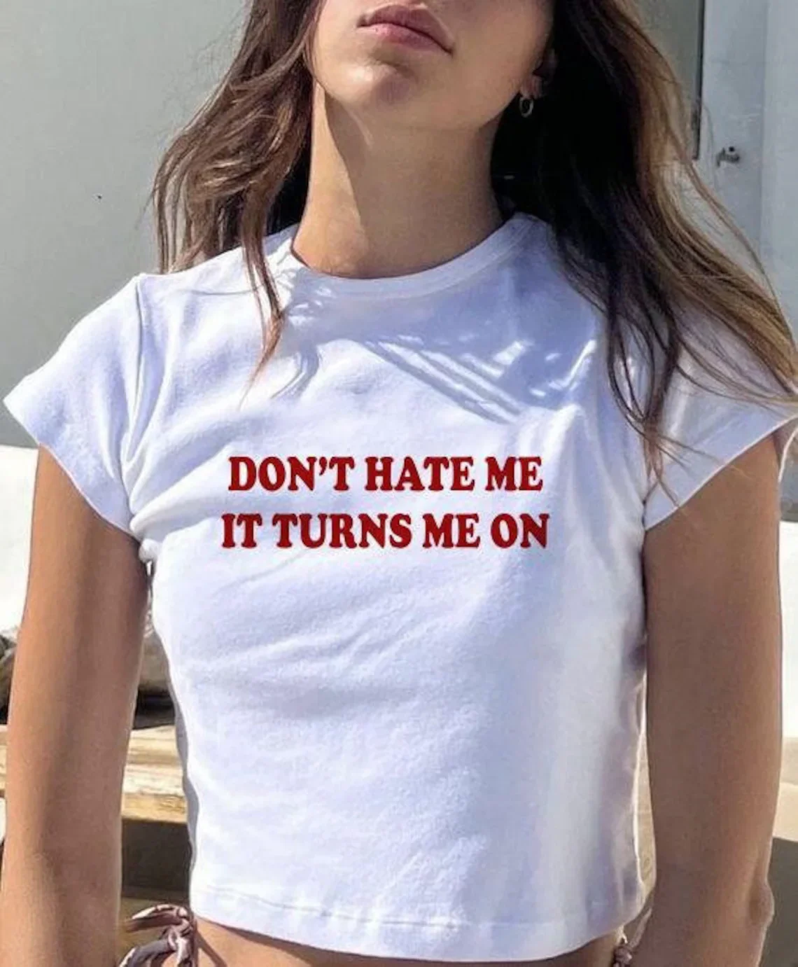 Skuggnas Don't Hate Me It Turns Me On Funny Graphic Cotton T-shirt Cropped Shirt Cute Gift Women Crop tshirt Summer t shirt