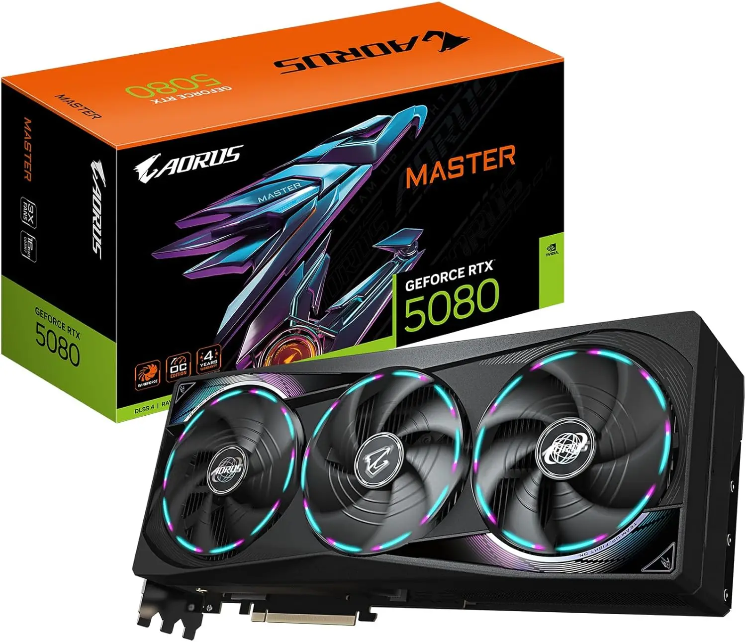 بطاقة الرسومات GIGABYTE AORUS GeForce RTX 5080 MASTER 16G GDDR7 الأكثر مبيعًا