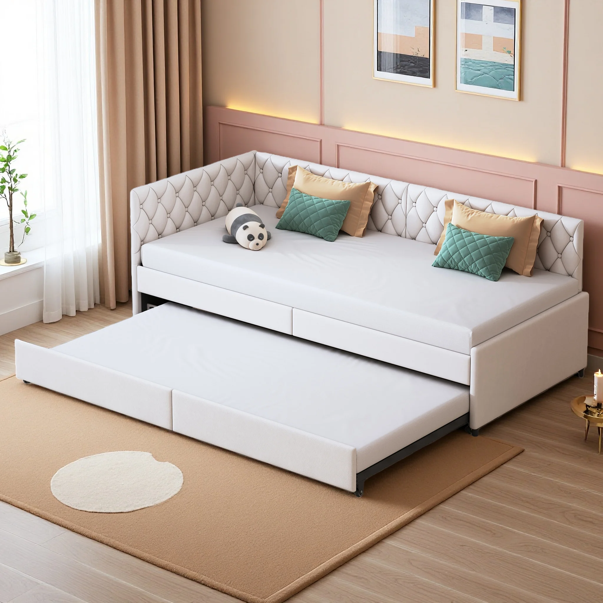 Comanlai, Divano Letto Estensibile, Letto Imbottito 90 × 200 cm, Letto Estraibile, Divano Letto, Letto per il Riposo, Struttura Letto Multifunzionale per Soggiorno e Camera degli Ospiti, Letto da