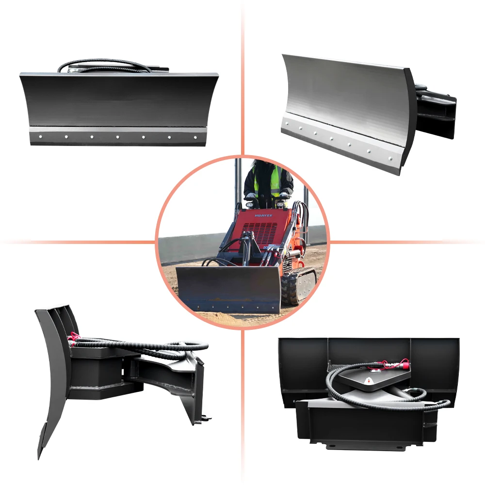 Dozer blade and snowplow attachment for compact skid steer loaders. Ideal for dozing, snow removal and land clearing.