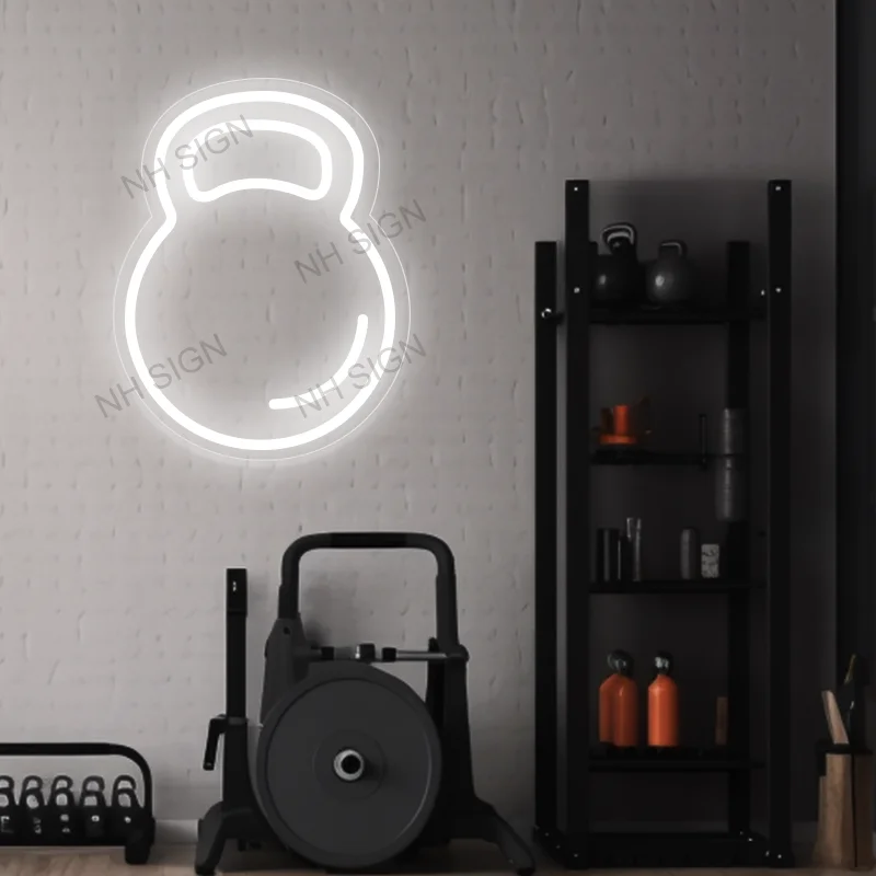 Kettlebell Bord Neon,Gym Neon Bord Voor Fitness Club Kamer Home Muur Slaapkamer Decor Verjaardagscadeau Teken Usb Led Lichtgevende Borden