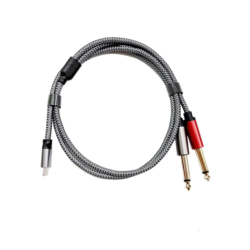 USB-C to Dual 6.35 1/4 inch TS Audio Cable, Gold Plated Type C to Dual 6.5 1/4 inch Male TS Mono Interconnect Aux Adapter