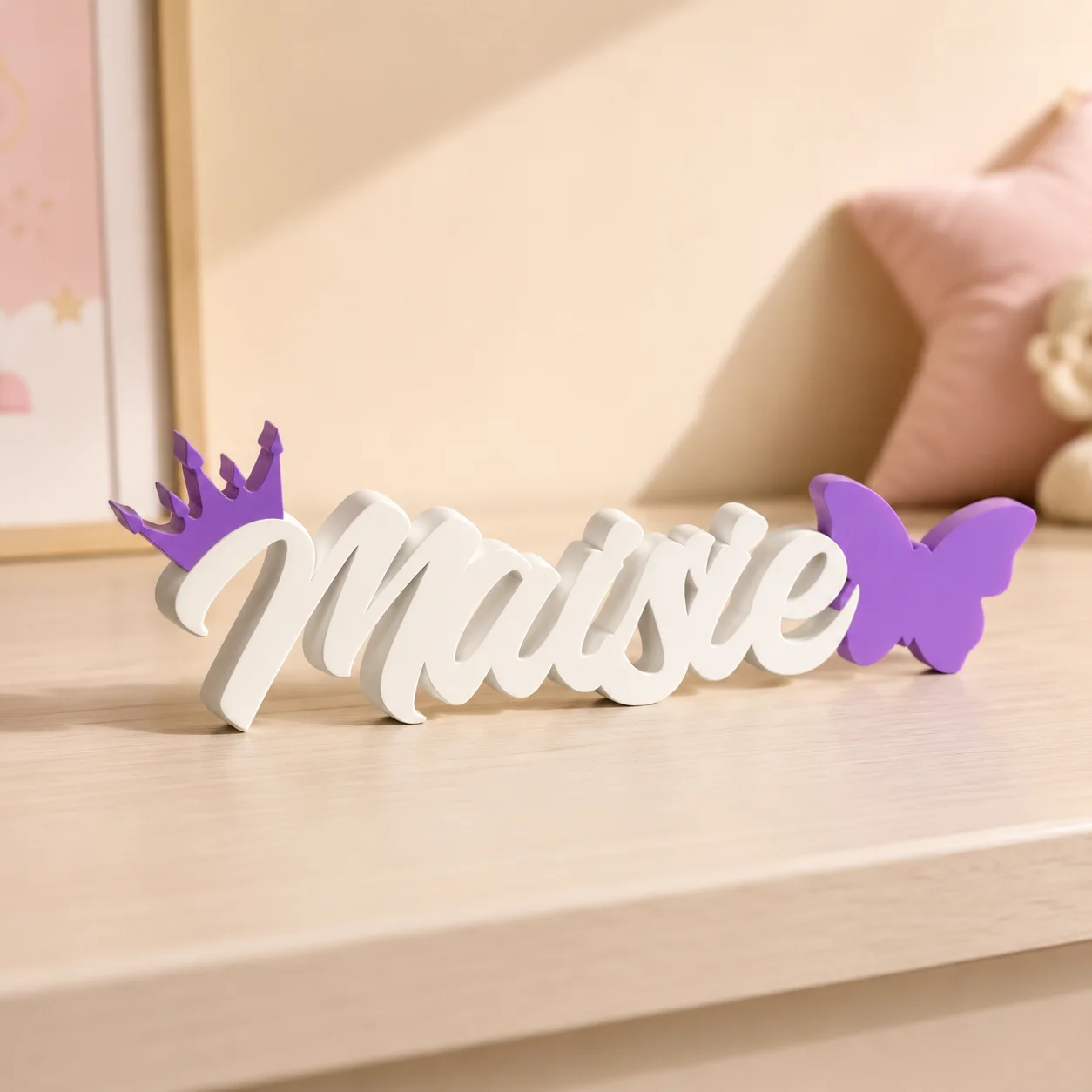 1pc customizable 3D three-dimensional surname brand,butterfly crown design,multi scene home dormitory decoration, holiday gifts