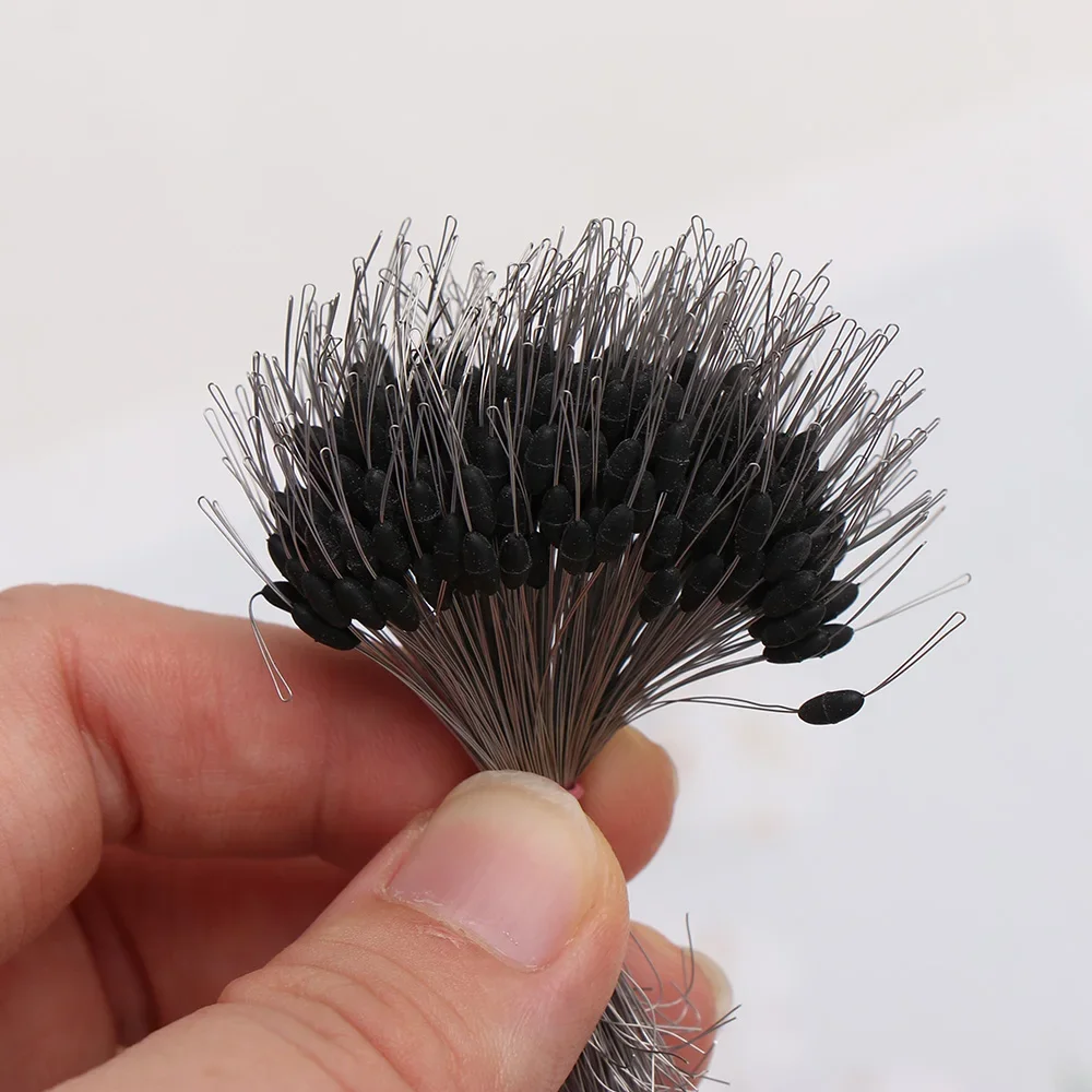 Bouchon de flotteur de pêche en caoutchouc noir, S M L, accessoires de ligne de poisson, 300 pièces/lot