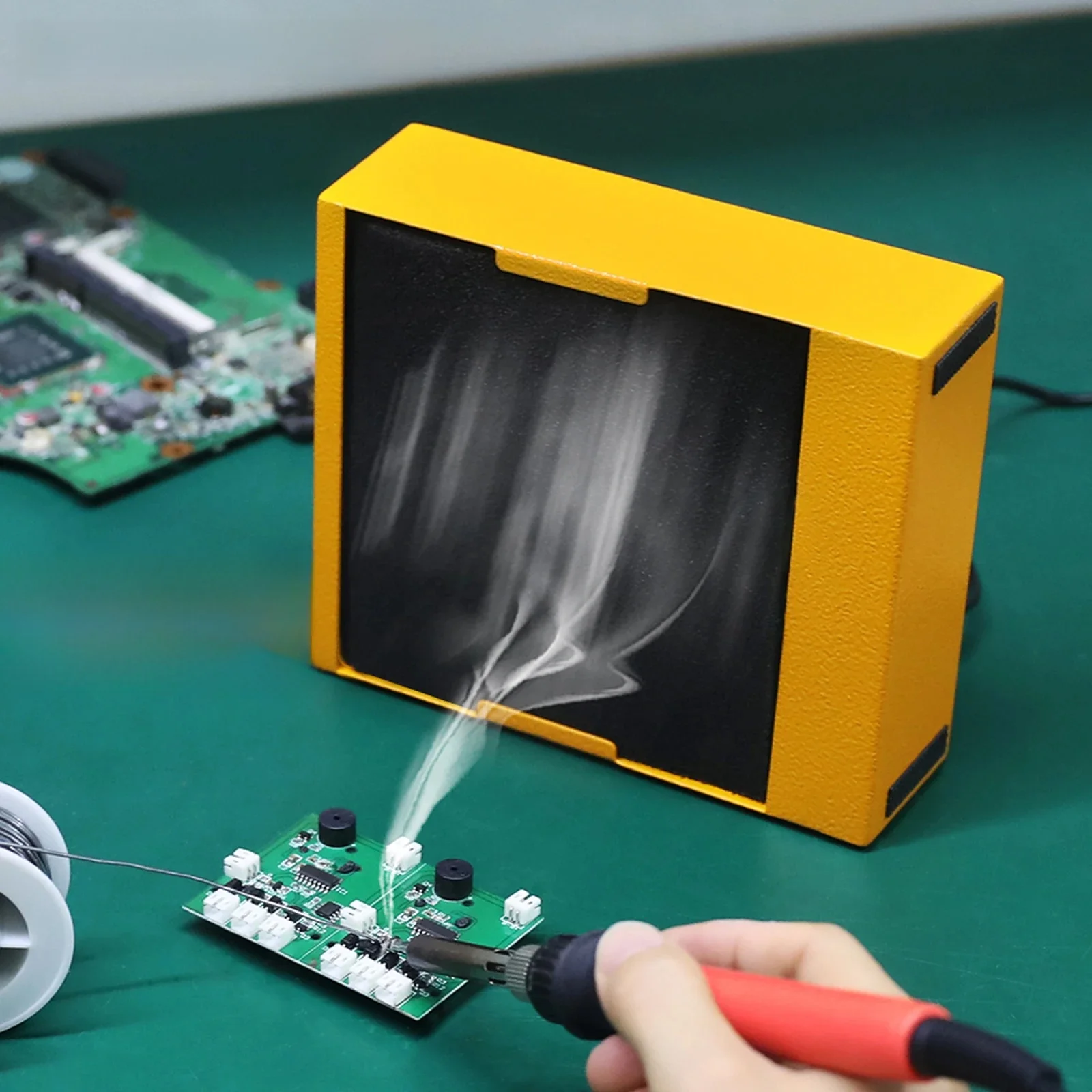 NEWACALOX 30W Wentylator lutowniczy Pochłaniacz dymu Wentylator roboczy DIY z 2PC Gąbka filtracyjna UE/USA 12V Odsavał spawalniczy do lutowania — zdjęcie 2