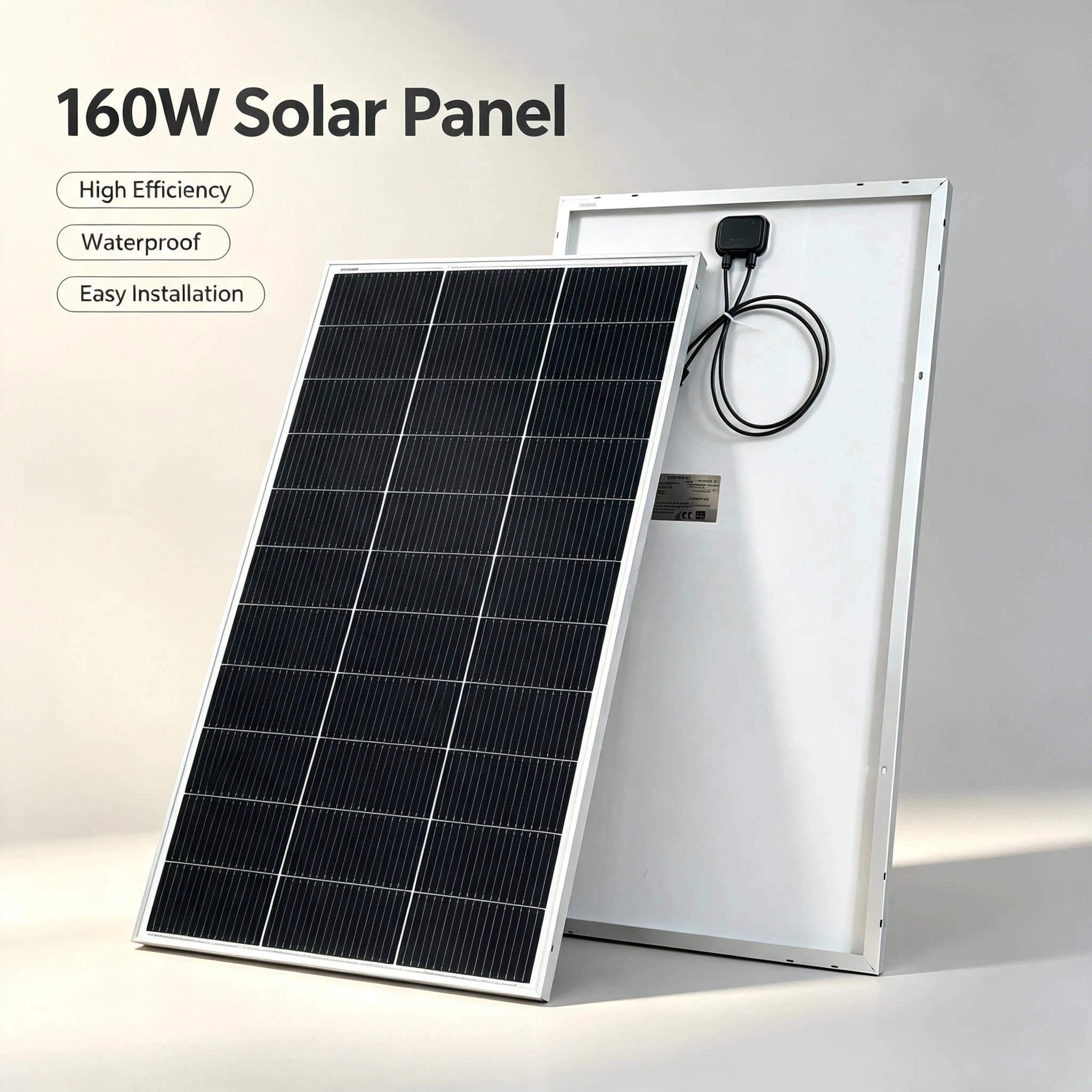 160W 18V Monokristallines Solarpanel Hocheffizientes starres Solarmodul-Ladegerät für 12V-Batterie Wohnmobil Wohnwagen Camping Gartenschuppen Netzunabhängige Stromversorgung