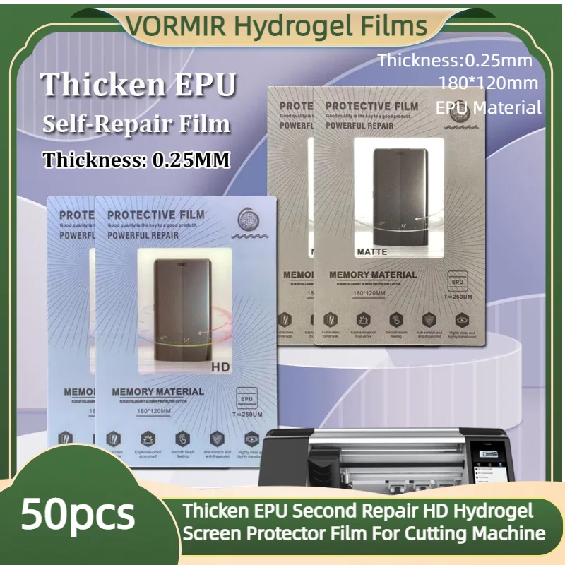 

50pcs Thicken EPU Second Repair Matte/HD Privacy Hygrogel Film Super Self-healing Mobile Phone Screen Protector For Brade Cutter