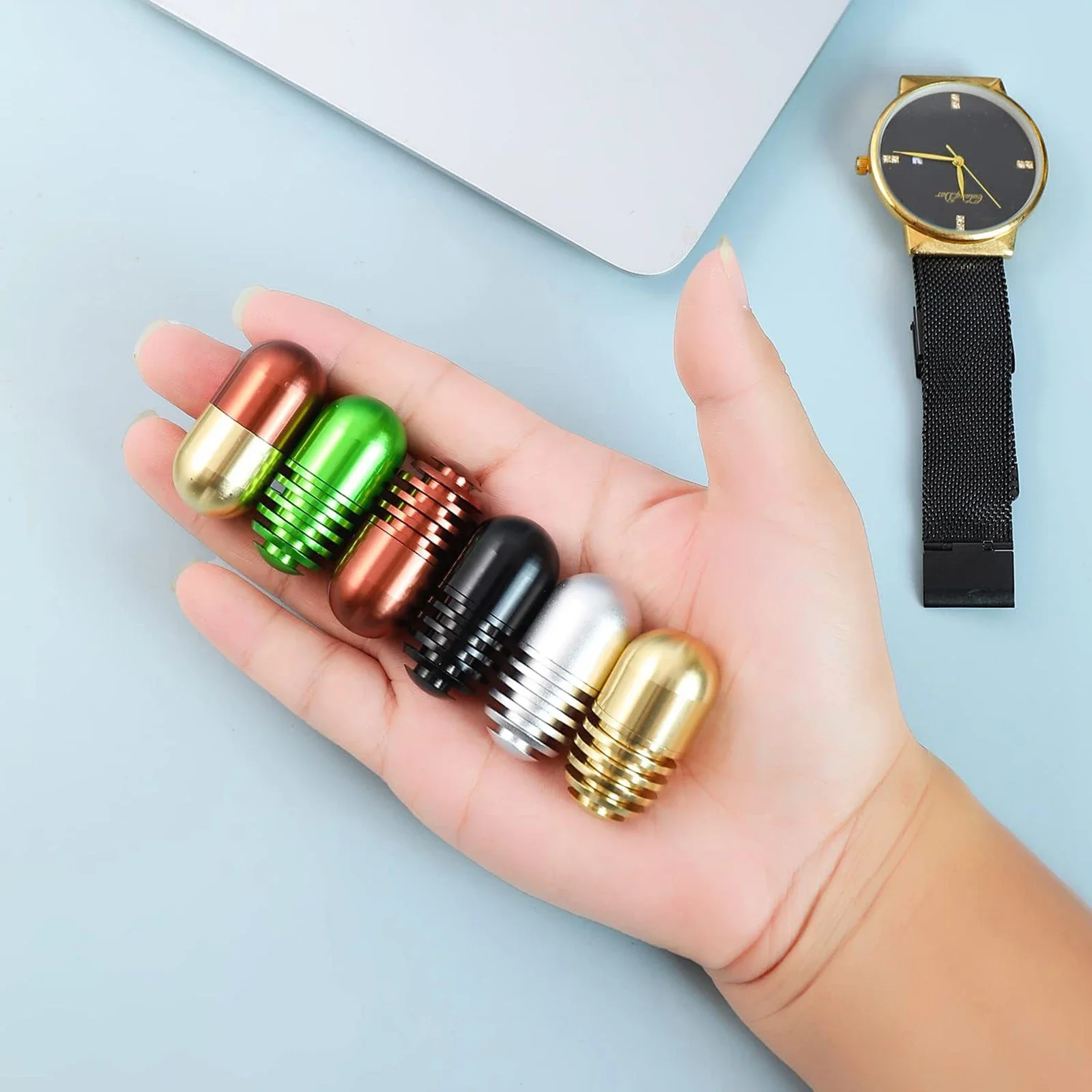 Haptic Slider EDC Metal Magnetic Fidget Slider Toys Capsule ADHD Anti-Anxiety Gadgets Silent Man Desk Office Fingertip Toys