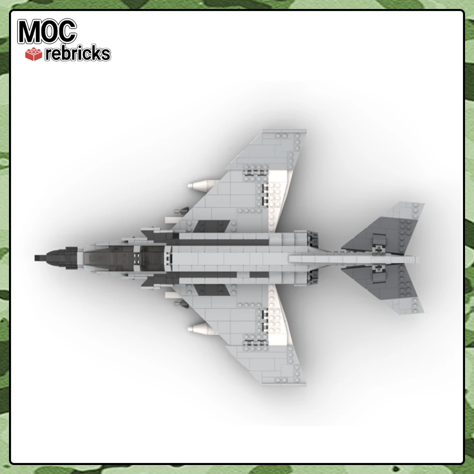 Bloques MOC de la serie militar, F-4J Phantom II de la Marina de los EE. UU., modelo de avión de bloques de construcción DIY, rompecabezas para niño, juguetes, regalos de cumpleaños