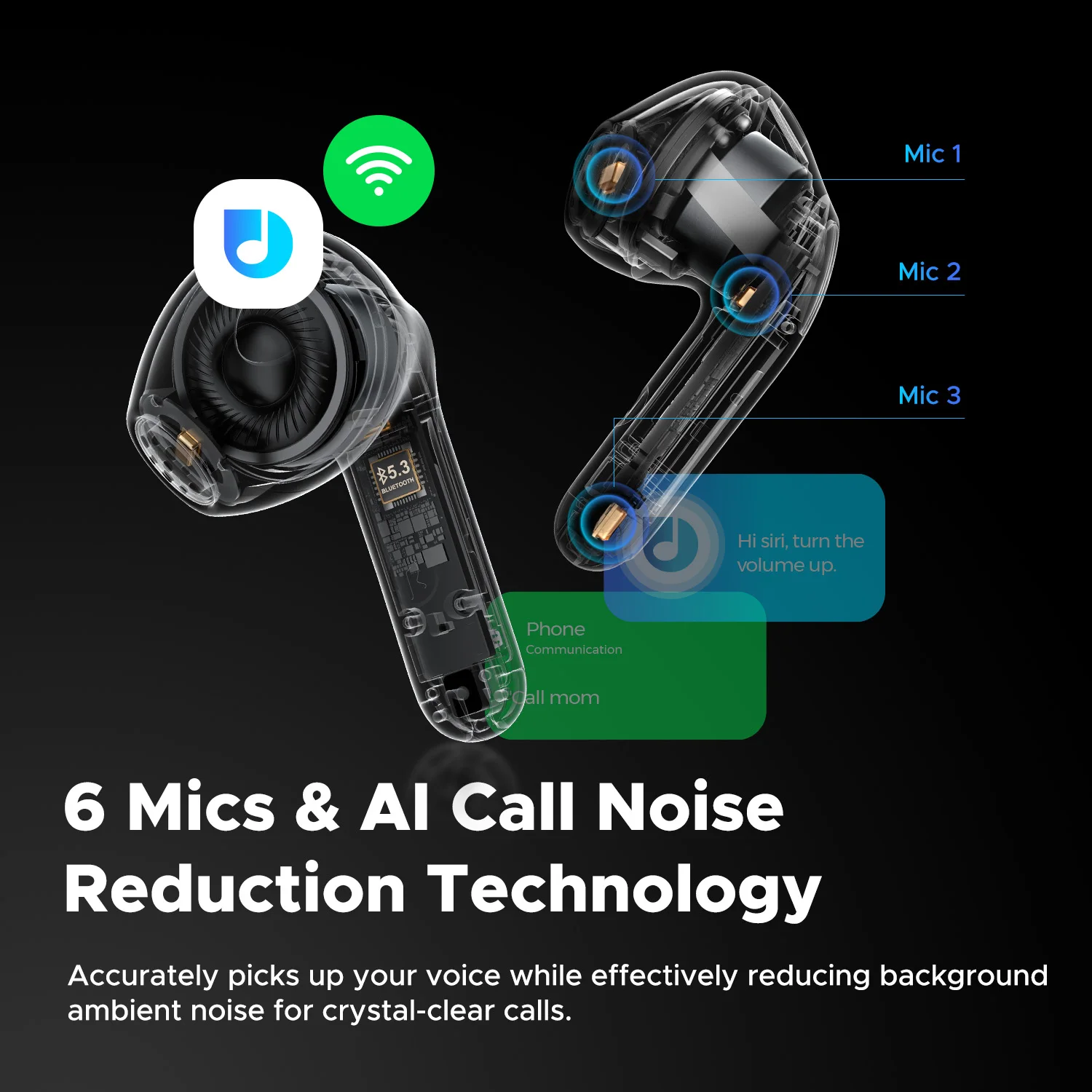 SoundPEATS-auriculares inalámbricos Air4 Lite, Audio de alta resolución, Bluetooth 5,3, 6 micrófonos, llamada AI, reducción de ruido, conexión