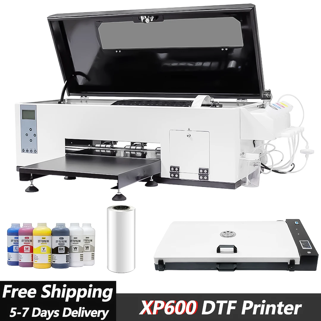 DTF Printer A3 XP600 Transfer Printer with Roll Feeder Direct to Film Print Preheating T-Shirt Printing Machine for DIY Fabrics