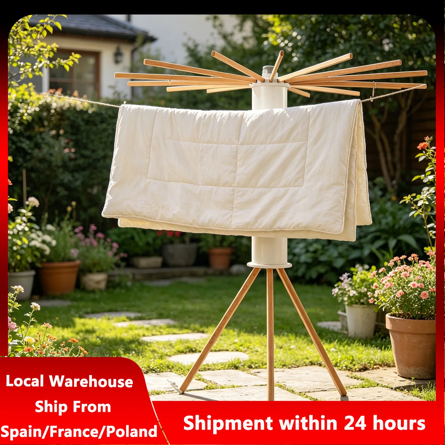 1 pièce Séchoir à linge pieuvre autoportant intérieur/extérieur, sans installation, pliable, pour balcon, avec tringle à linge, modèle armoire pieuvre