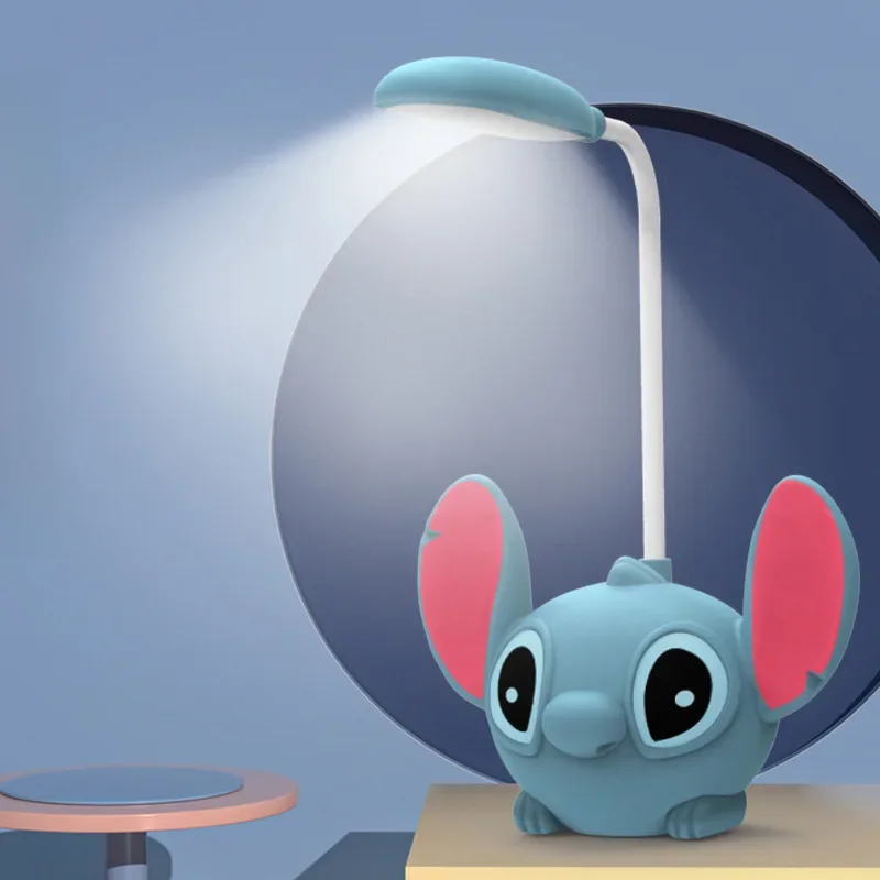 Led lilo & stitch lâmpada de mesa com apontador de lápis luz dobrável bonito mesa luz da noite