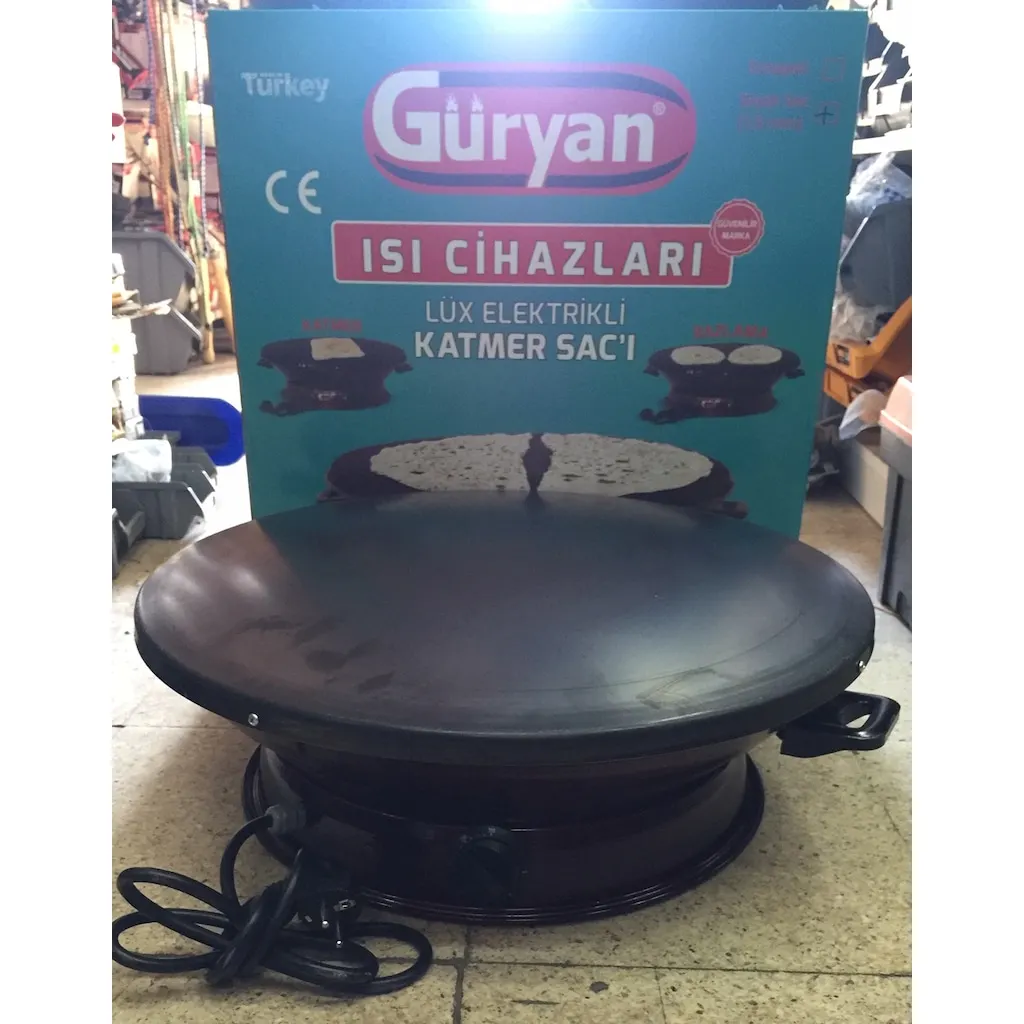 Guryan 55 cm Electric Bread Pancake Maker | 2000W Adjustable Thermostat | Non-Stick Enamel Surface | Turkish Katmer Cooker