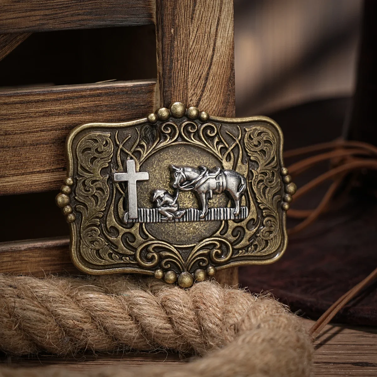 Zachodnia klamra paska Inicjał Vintage-Cowboy Rodeo Srebrna duża klamra paska dla mężczyzn i kobiet