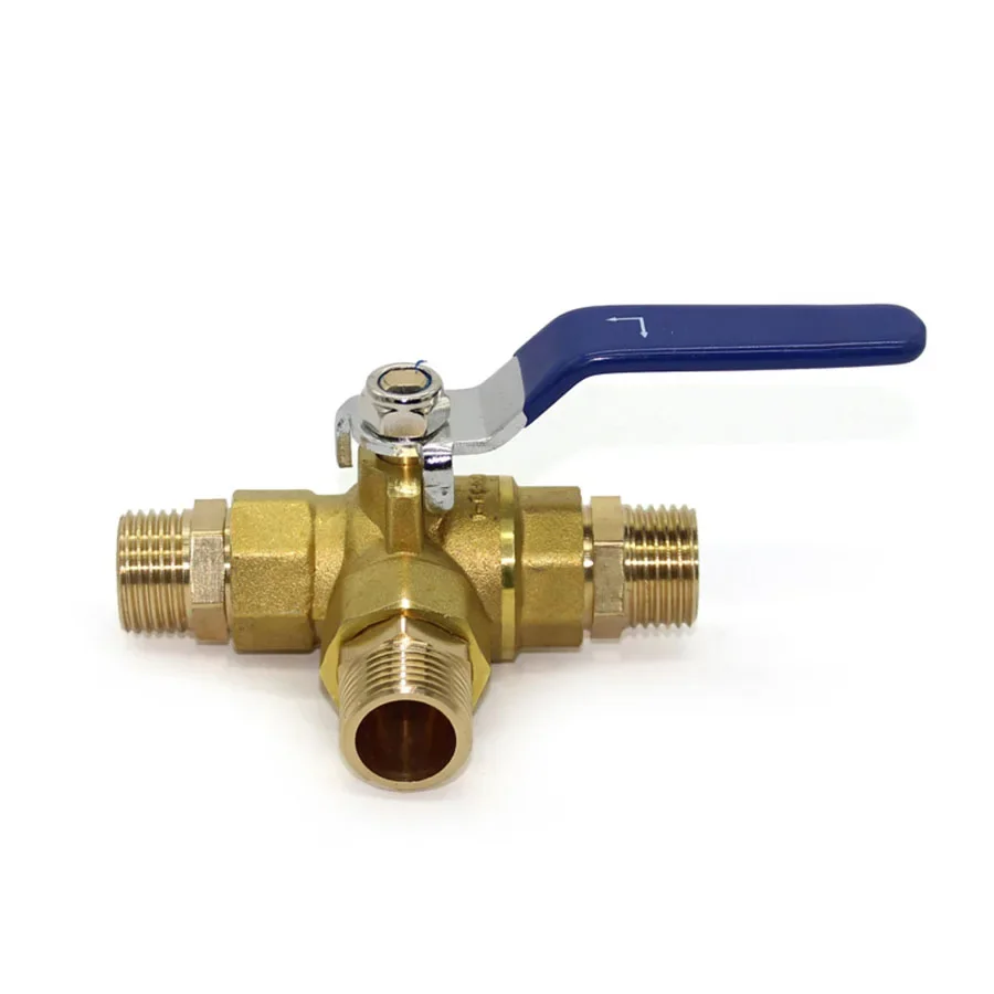 Connecteur de robinet à tournant sphérique en laiton à trois voies, 1/4 "3/8" 1/2 "3/4" 1 "BSP mâle, Port complet, Port L, Port T, pour eau, huile, Air, gaz