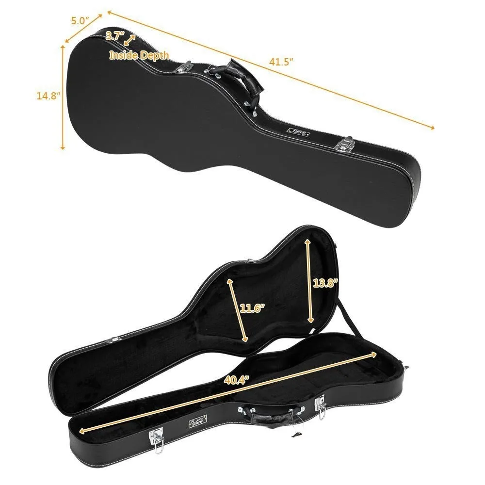 Protable 41" Artifical Leather Electric Guitar Hard Case Flat Surface