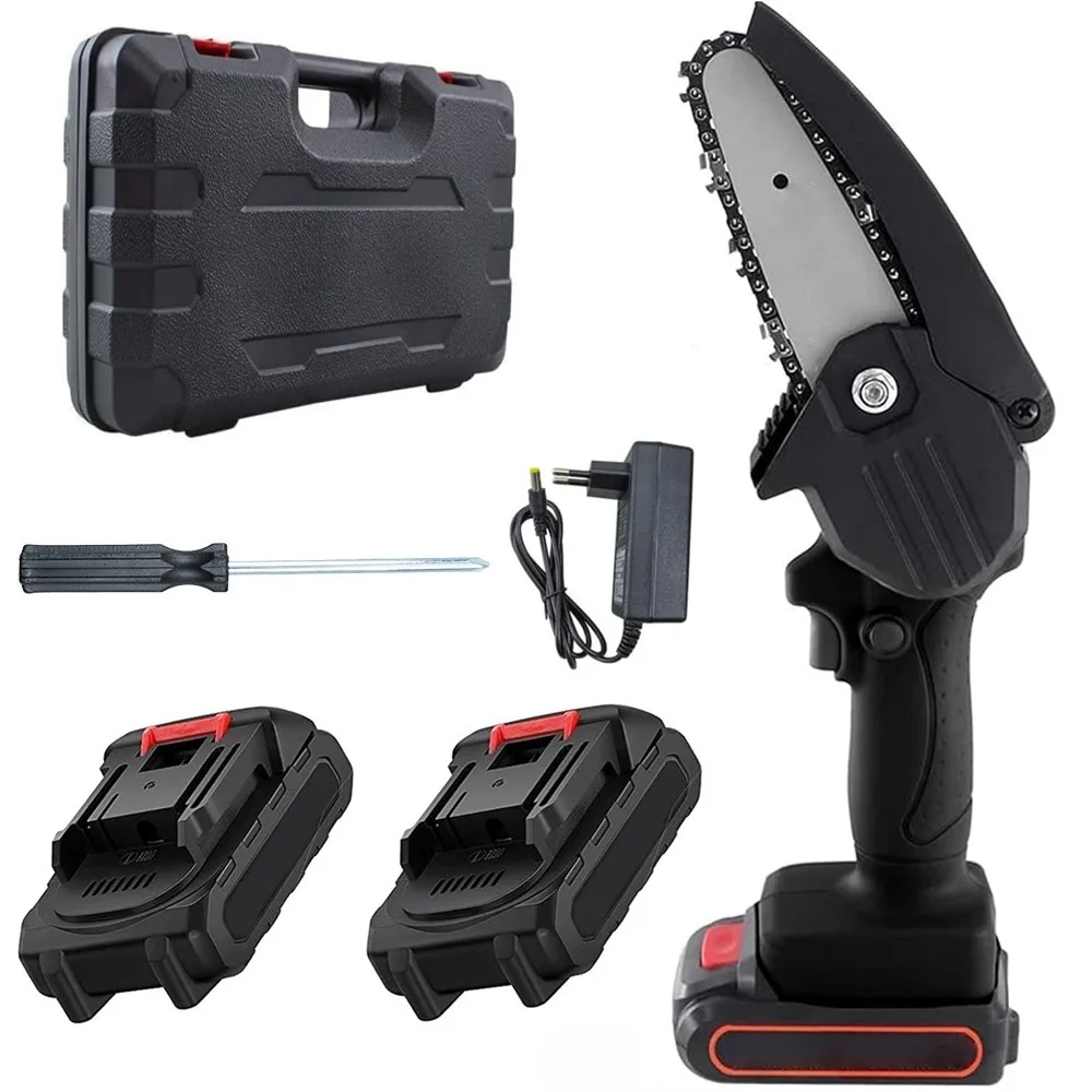Mini Motosega a Batteria 48V Ricaricabile Doppia Batteria Lama 4 Pollici Potatura con Valigetta
