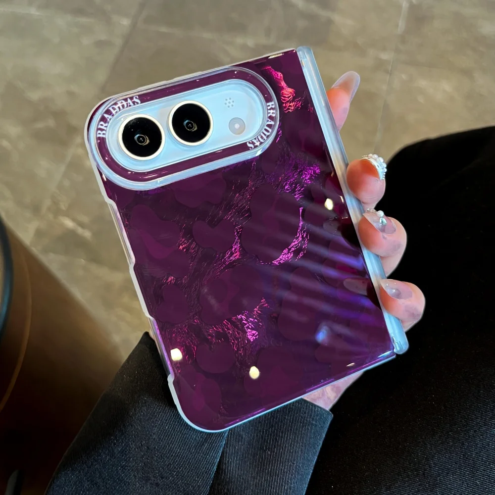 New Fashion Korean Ins Purple Leopard IMD Phone Case for Apple iPhone Duo Retro Shockproof Protective Cover Women's Luxury Cases