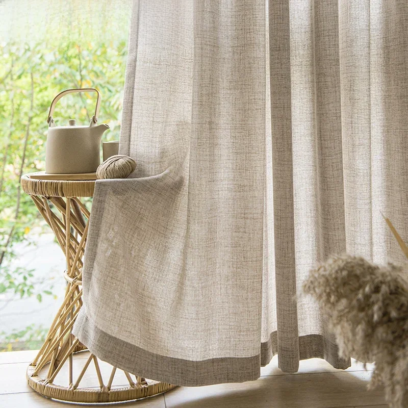 Rideaux transparents épais de Style japonais pour le salon, Semi-Tulle pour fenêtres, Cortina solide, Voile prêt à l'emploi, décor de confidentialité
